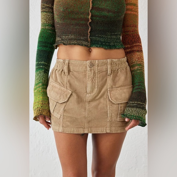 BDG Pants - BDG Y2K Beige Corduroy Cargo Skirt